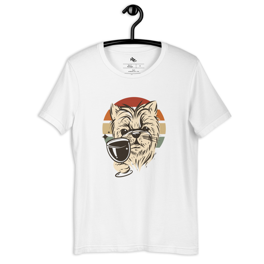 Dog drinking wine retro design - Image 6
